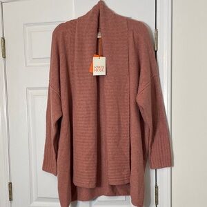 Knox Rose Open Front Dusty Rose Cardigan, size L, NWT